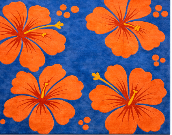 Spring Garden Floral Rug – Elegant Handmade Blue Flower Design