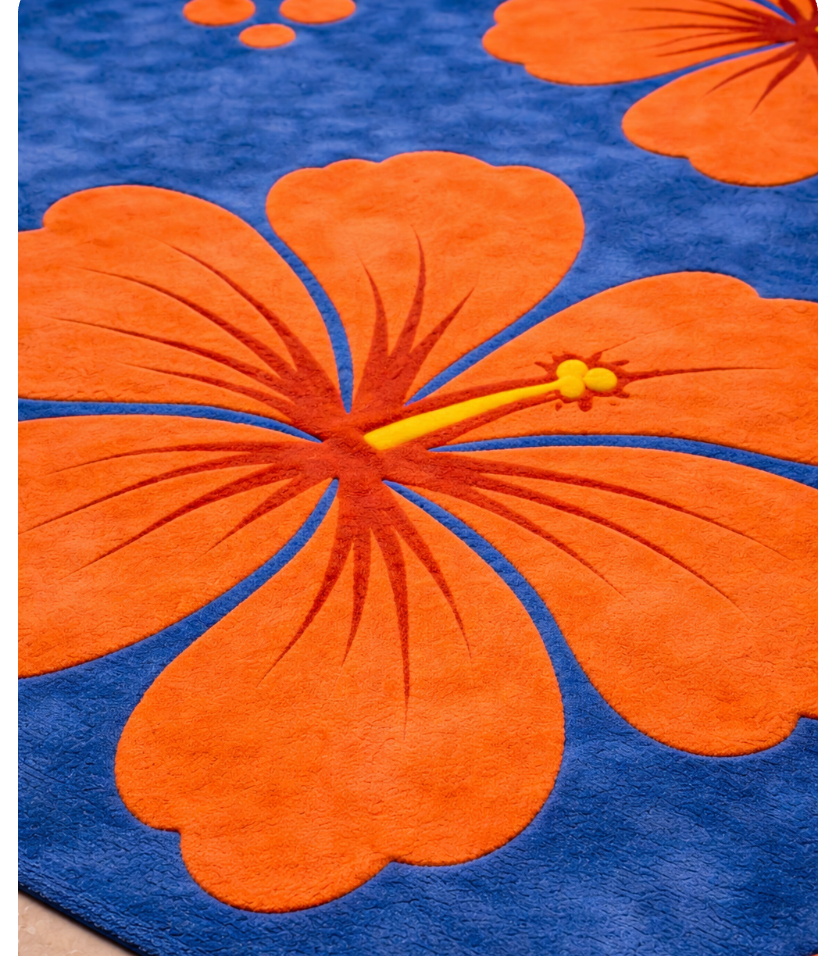 Spring Garden Floral Rug – Elegant Handmade Blue Flower Design